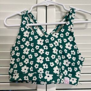 Sweet Honey Floral Green and White Crop Top and Shorts